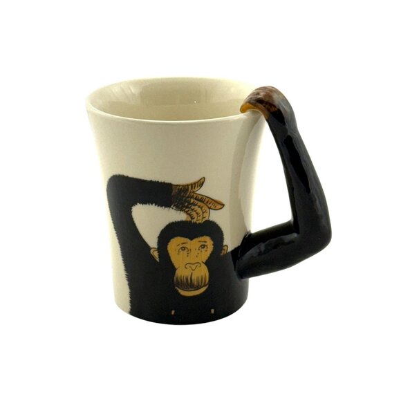Pier 1 Imports Monkey Chimp Mug 3-D Handle Hand Painted Stoneware 16 oz Large - Picture 1 of 6